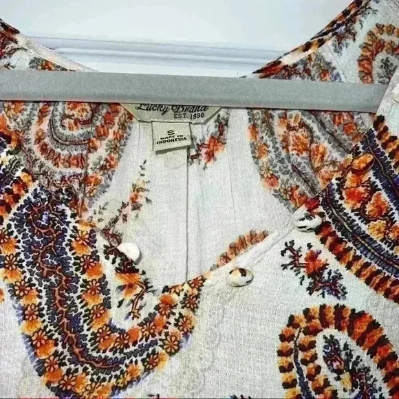 Lucky Brand Paisley Print Top Size S Small - Picture 2 of 5